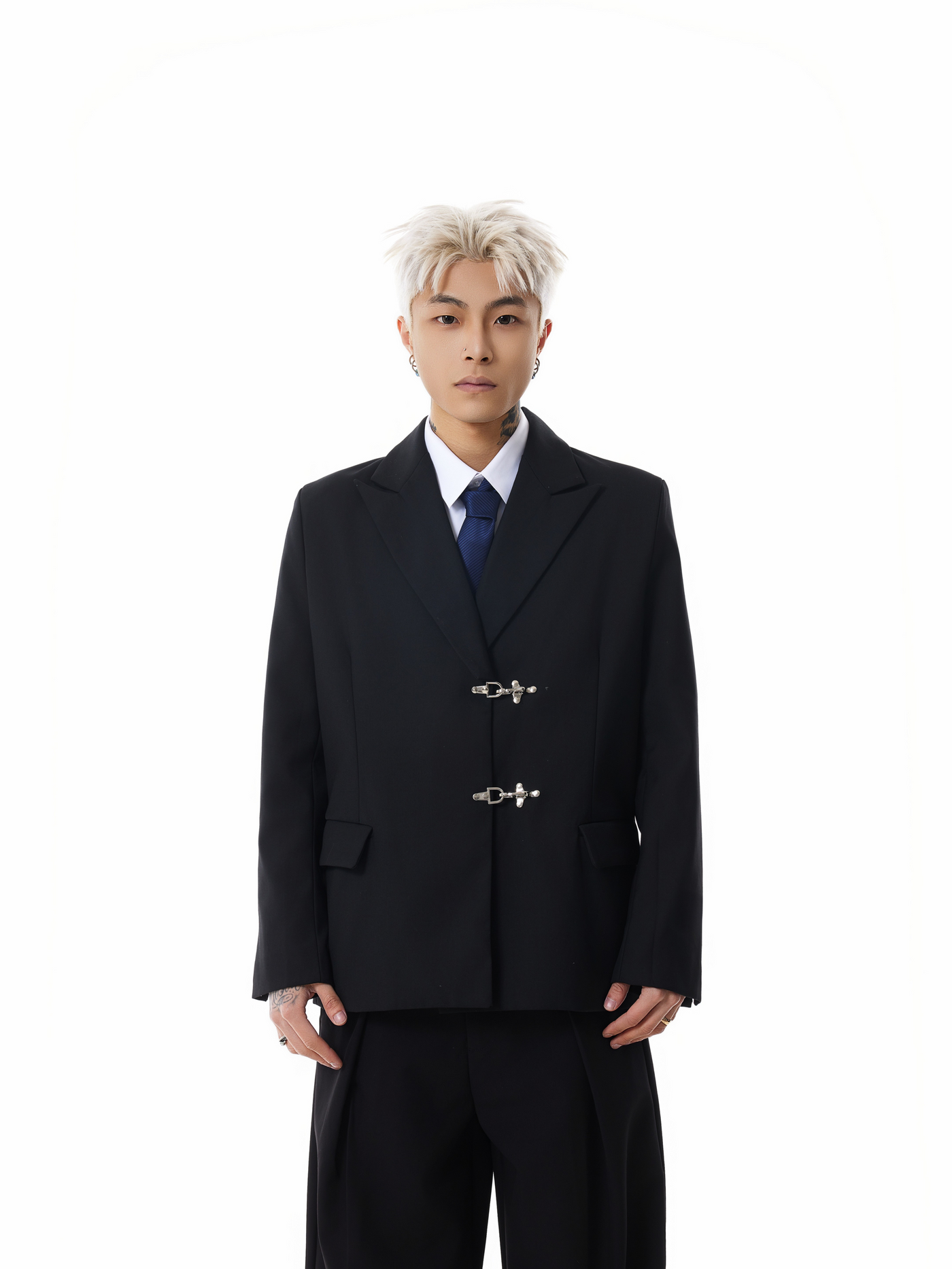 Boris | Oversized Buckled Blazer with Silver Accents