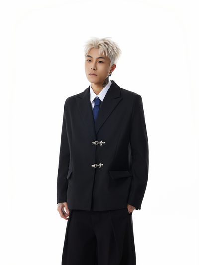 Boris | Oversized Buckled Blazer with Silver Accents
