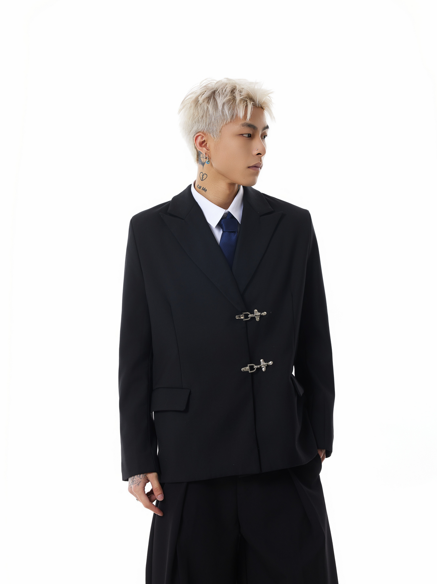 Boris | Oversized Buckled Blazer with Silver Accents