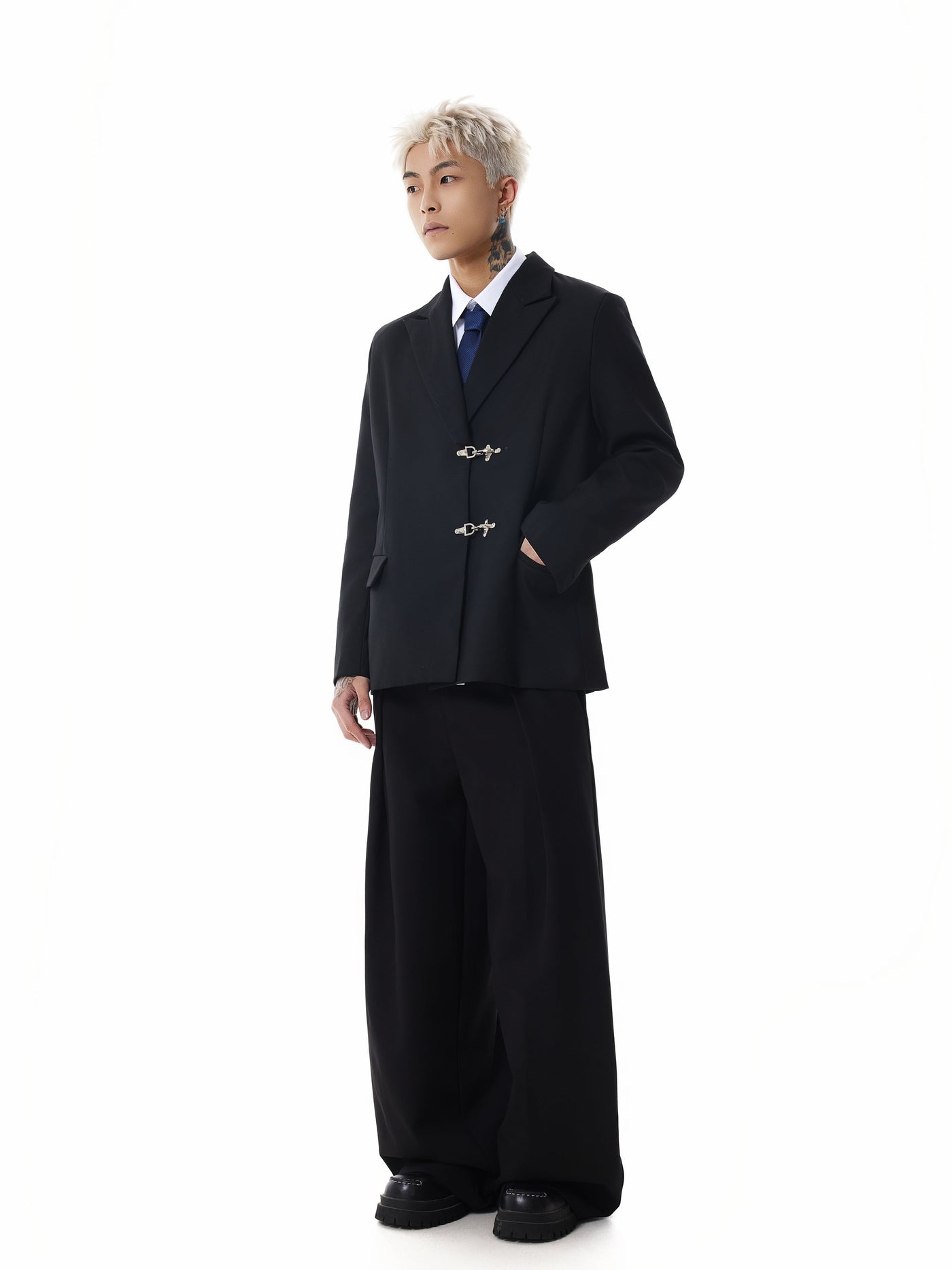 Boris | Oversized Buckled Blazer with Silver Accents
