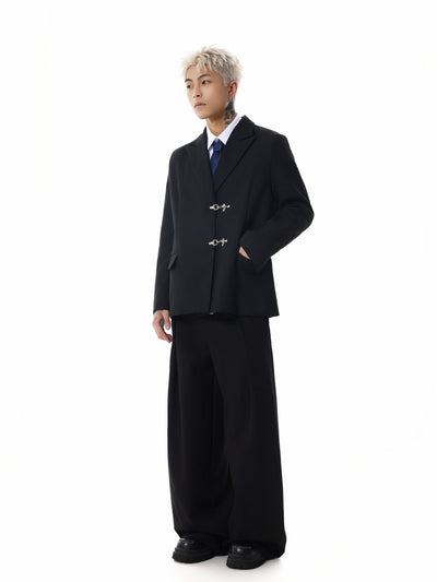 Boris | Oversized Buckled Blazer with Silver Accents