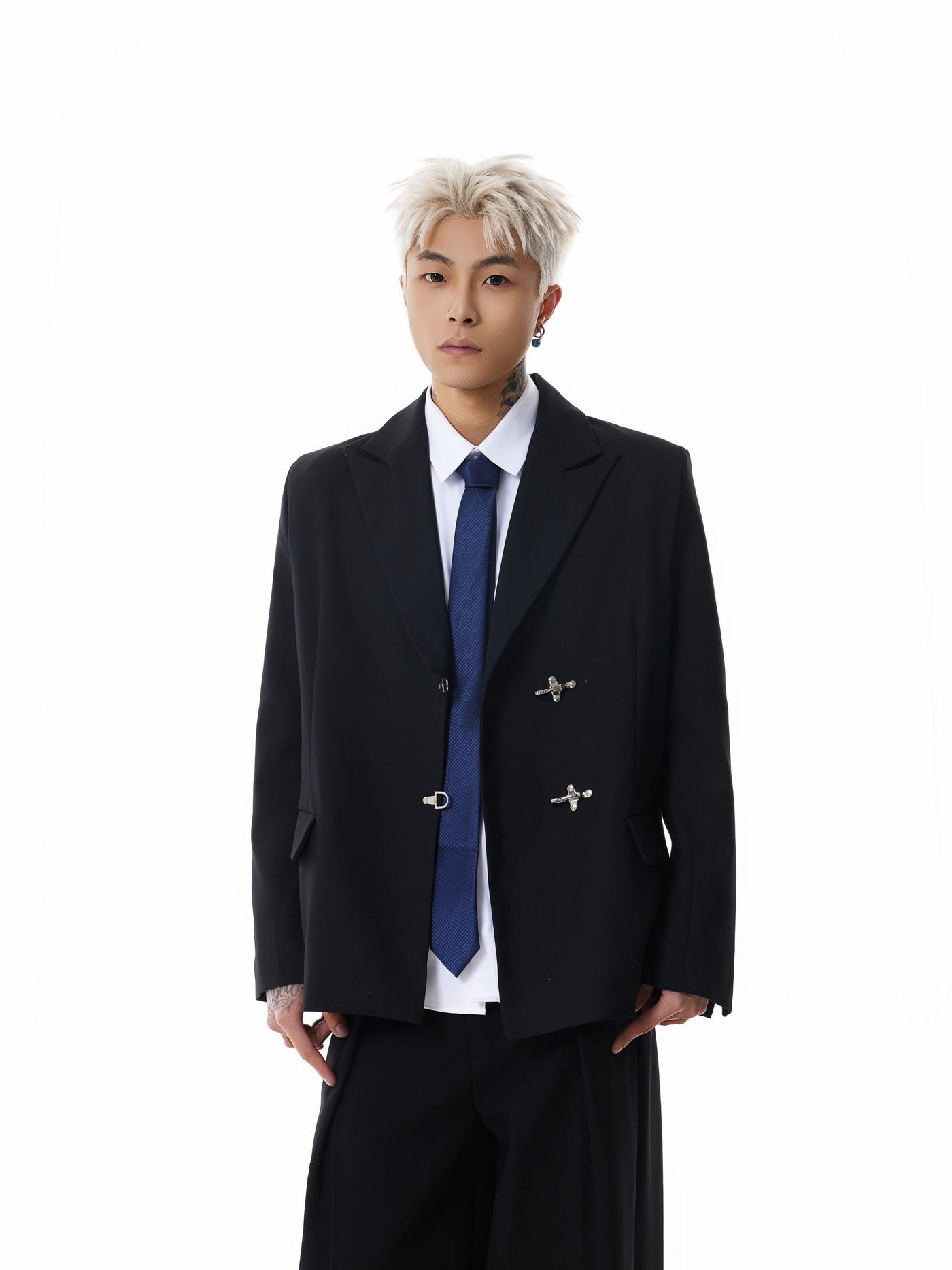 Boris | Oversized Buckled Blazer with Silver Accents