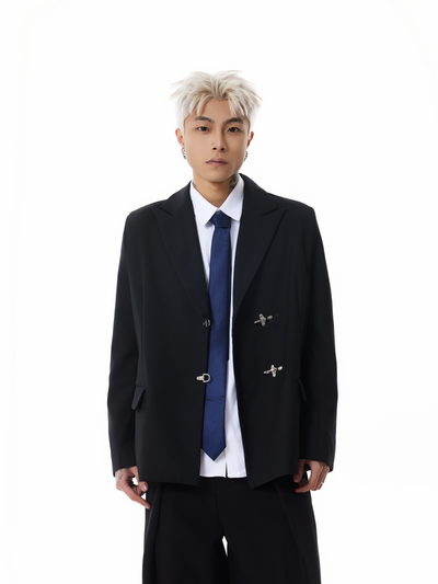 Boris | Oversized Buckled Blazer with Silver Accents