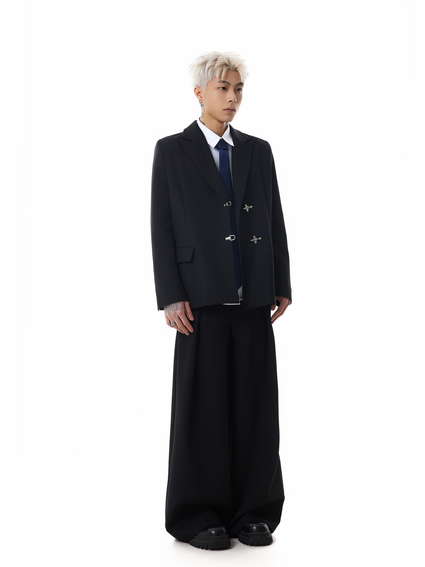 Boris | Oversized Buckled Blazer with Silver Accents