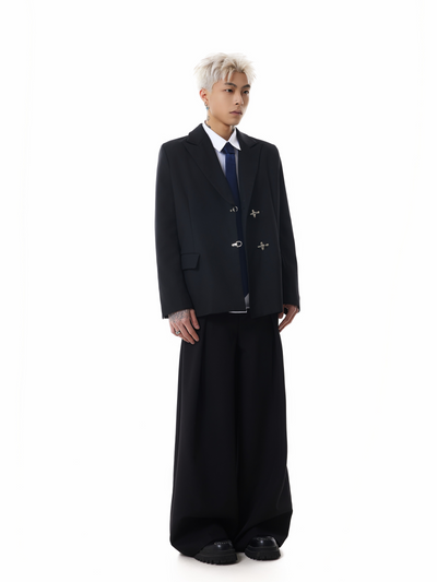 Boris | Oversized Buckled Blazer with Silver Accents