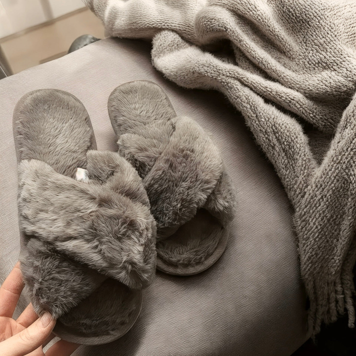 Cozy Cross Band Slippers