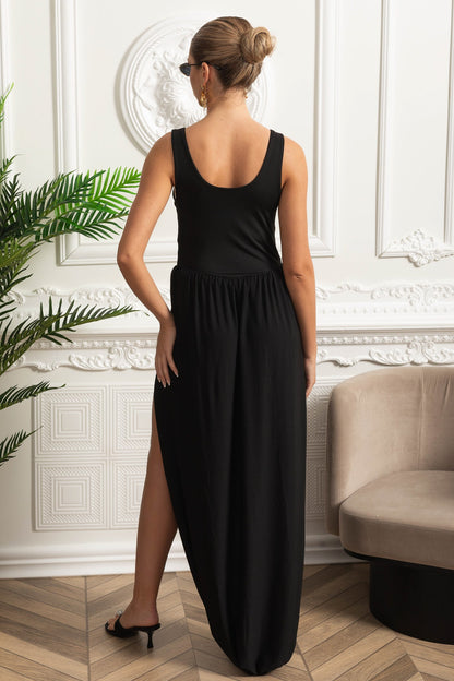 Leandra | Draped maxi dress with side slit