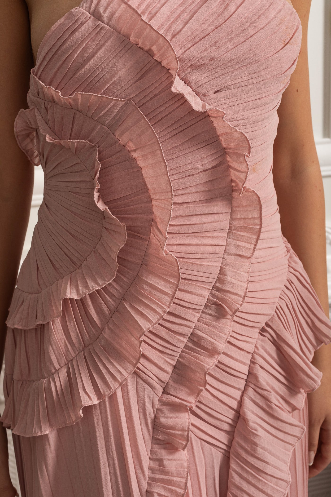 Mariel | Pleated halter ruffle dress