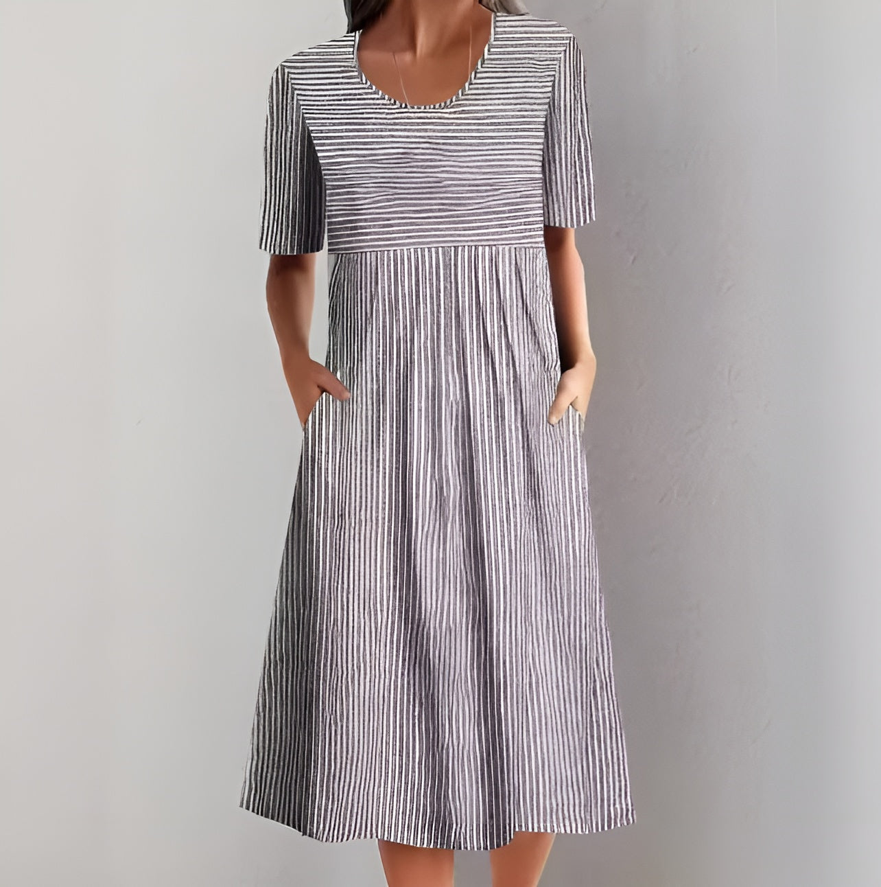 Annika | Elegant Striped Midi Dress with a Nautical Feel