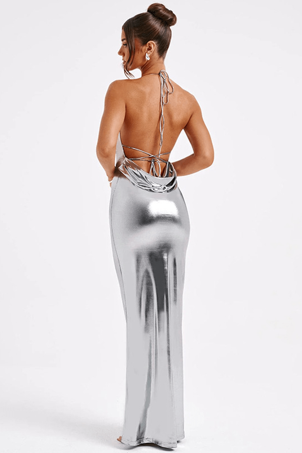 Florence | Sensual Metallic Maxi Dress with Low Back