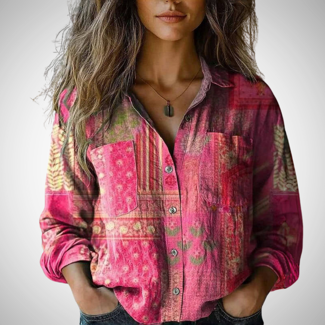 Chiara Printed Vintage Blouse for Women