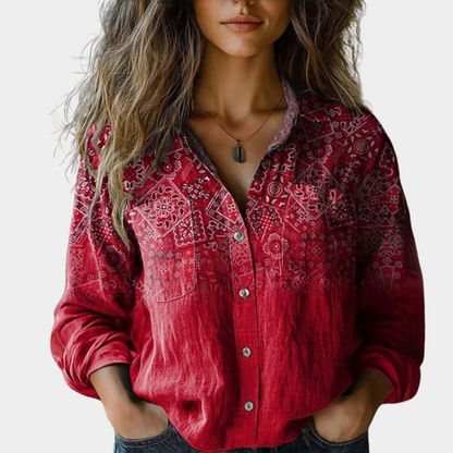 Chiara Printed Vintage Blouse for Women