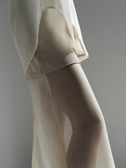 Delara | Sheer Silk Blouse and Skirt Set