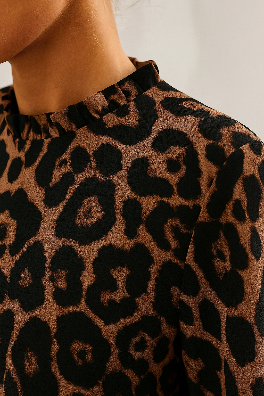 Baylor | Leopard Print Blouse with Pleated Collar