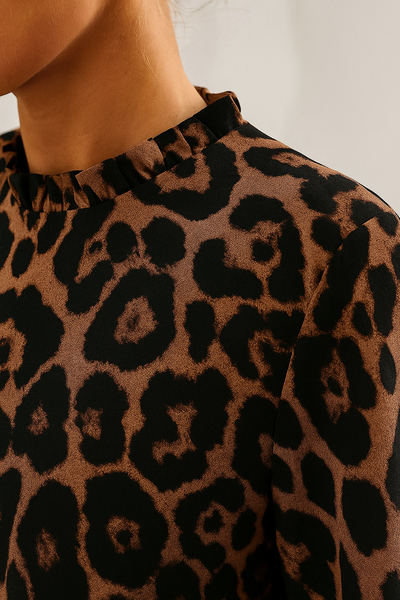 Baylor | Leopard Print Blouse with Pleated Collar