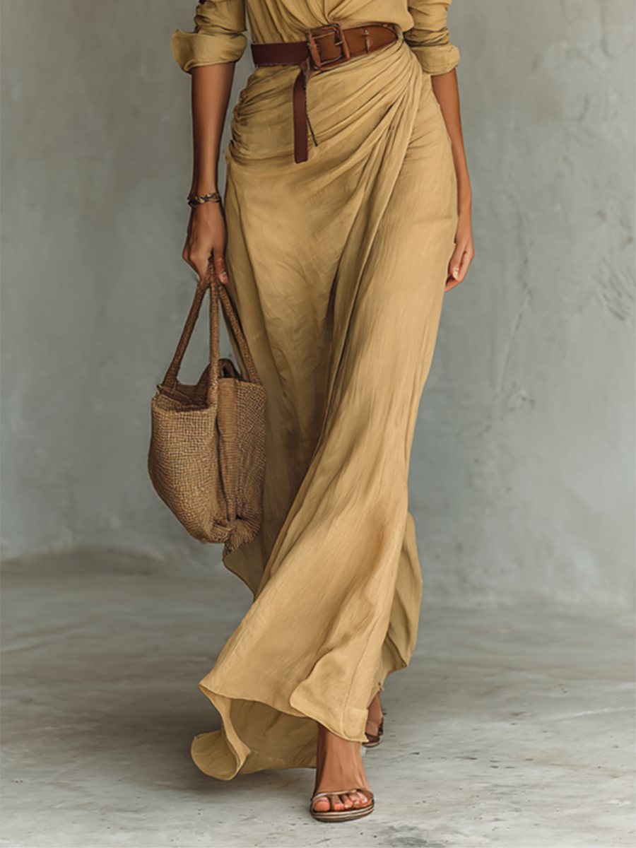 Senna | Flowing Maxi Dress with Chic Lapel Collar