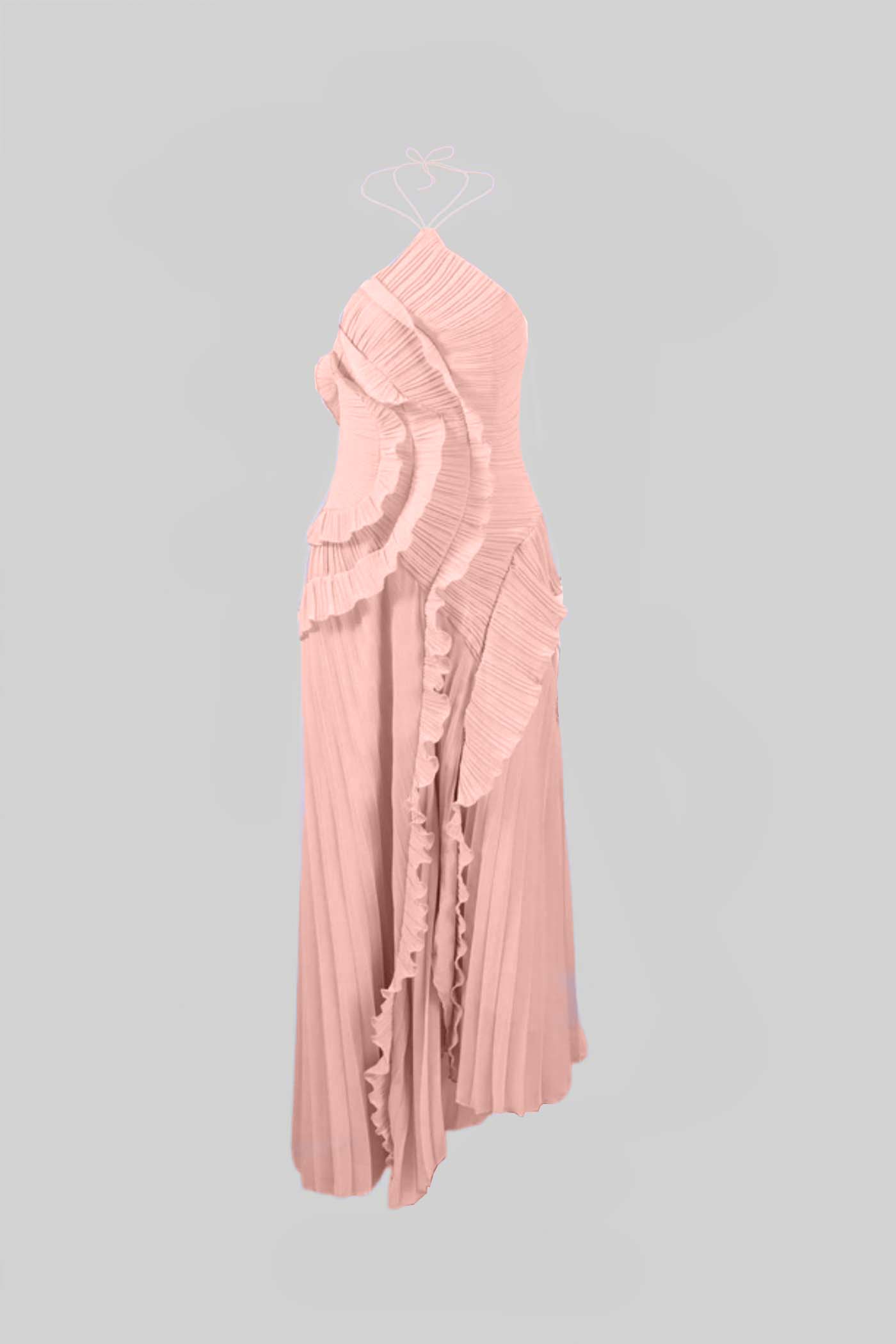 Mariel | Pleated halter ruffle dress