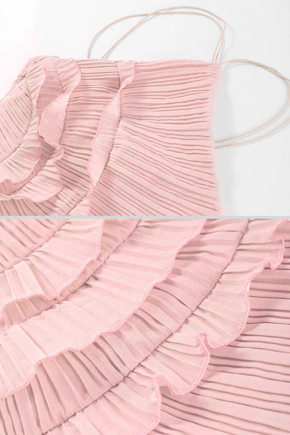 Mariel | Pleated halter ruffle dress