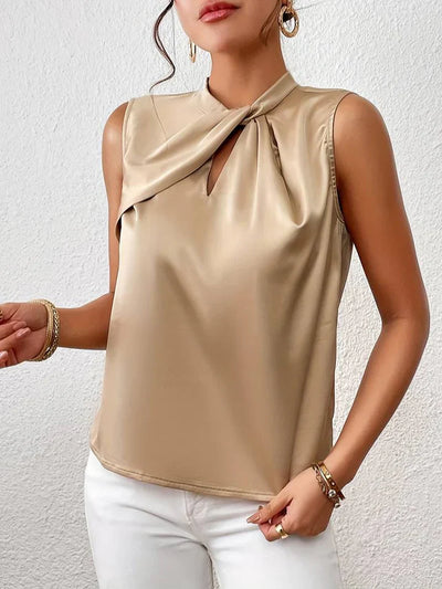 Samuela | Satin Sleeveless Blouse with Twisted Neckline