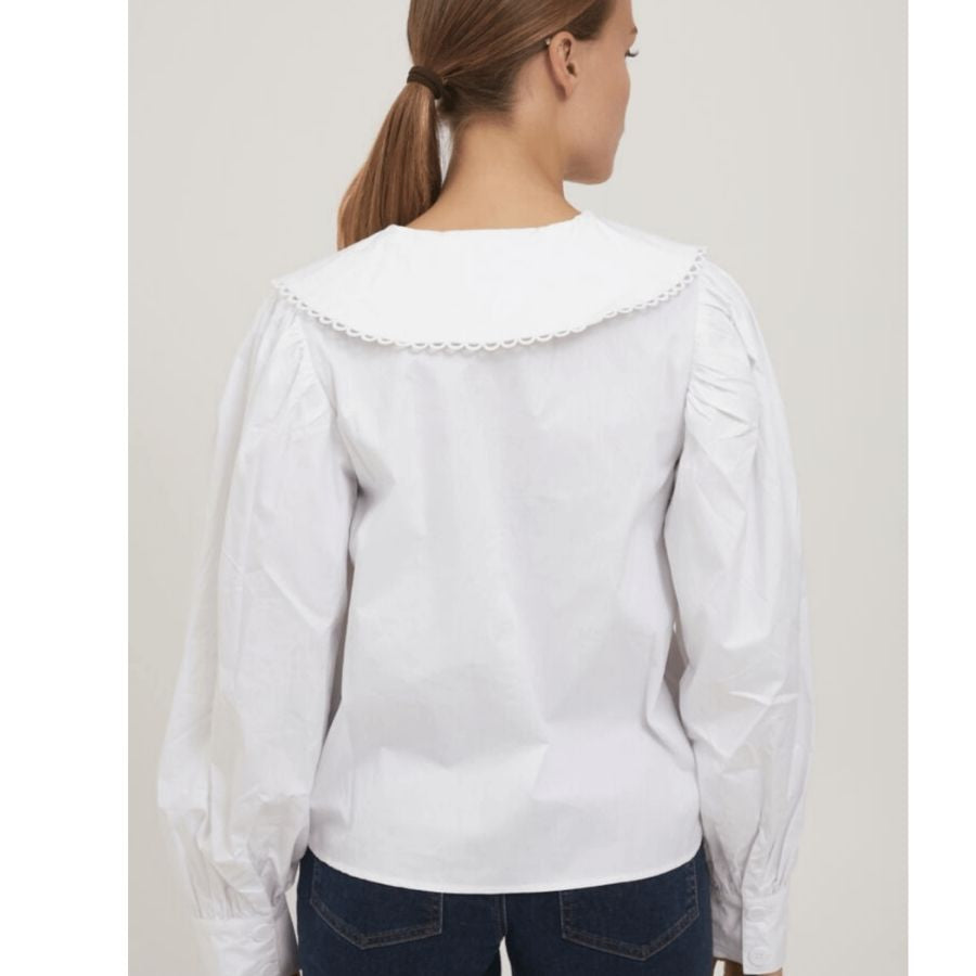 Amy | White Poplin Blouse with Peter Pan Collar
