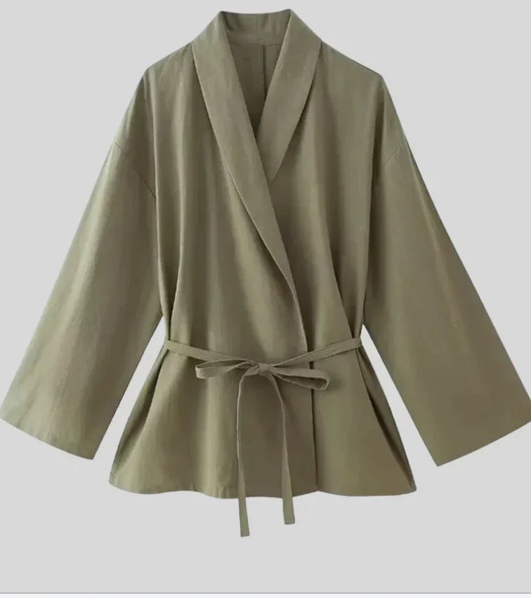 Yasmine | Linen Kimono Set with Minimalist Elegance