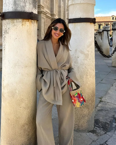 Yasmine | Linen Kimono Set with Minimalist Elegance