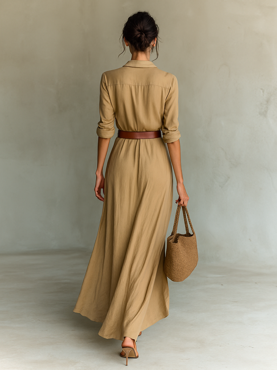 Senna | Flowing Maxi Dress with Chic Lapel Collar