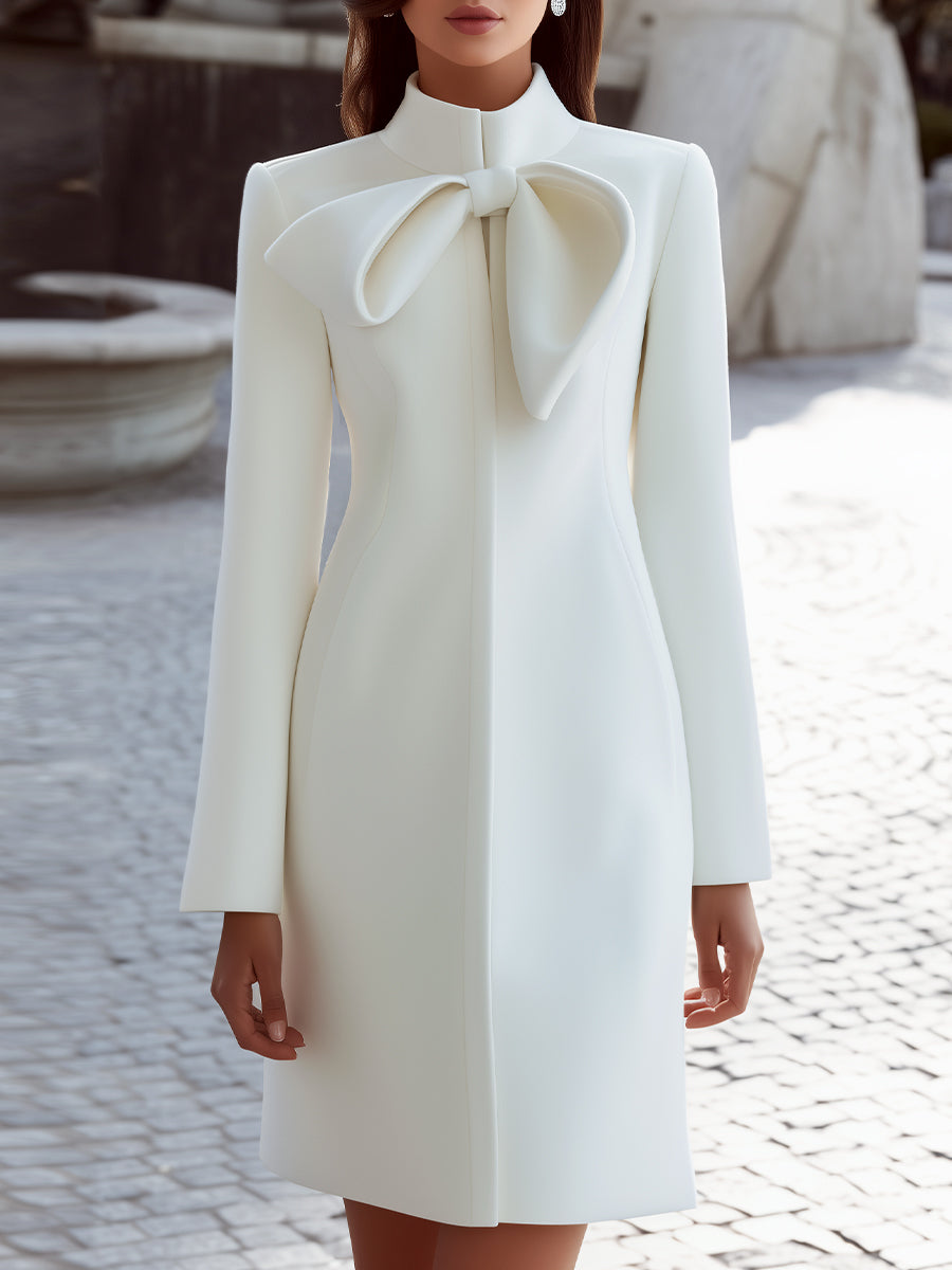 Aurora | Coat Dress with Statement Bow Collar