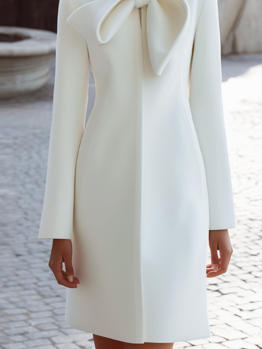 Aurora | Coat Dress with Statement Bow Collar