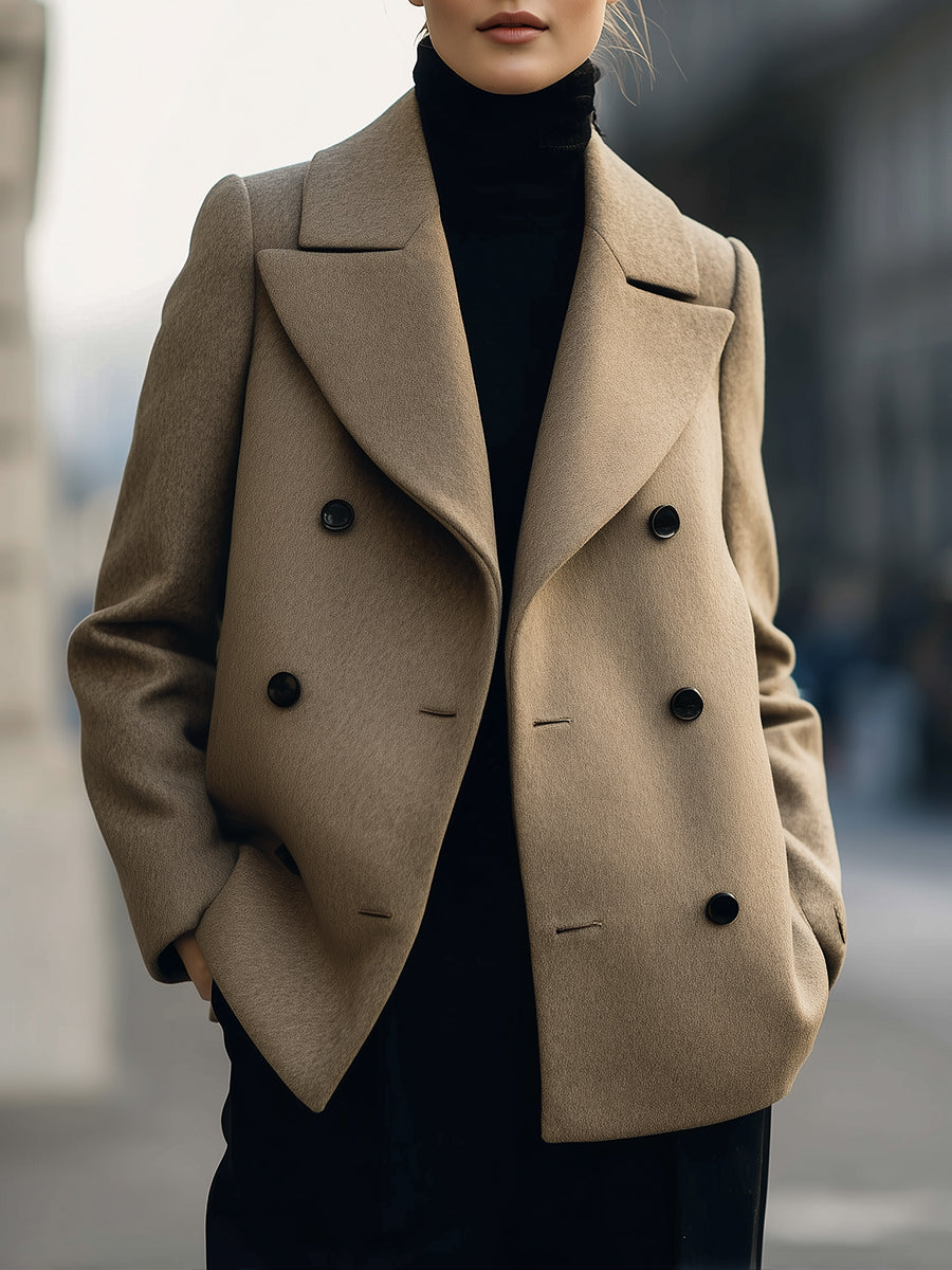 Elena | Short Double-Breasted Camel Coat