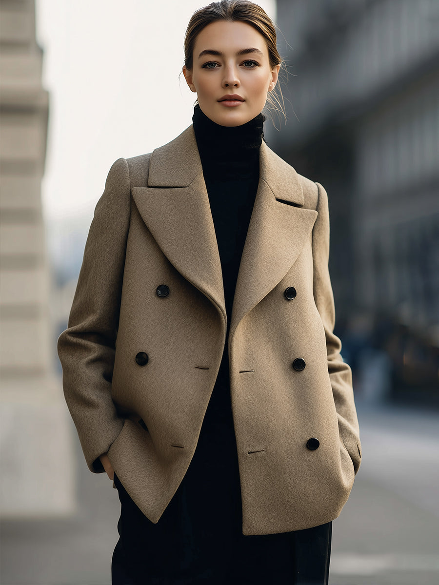 Elena | Short Double-Breasted Camel Coat