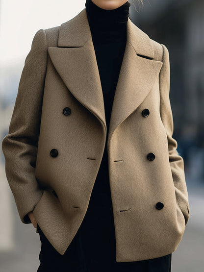 Elena | Short Double-Breasted Camel Coat
