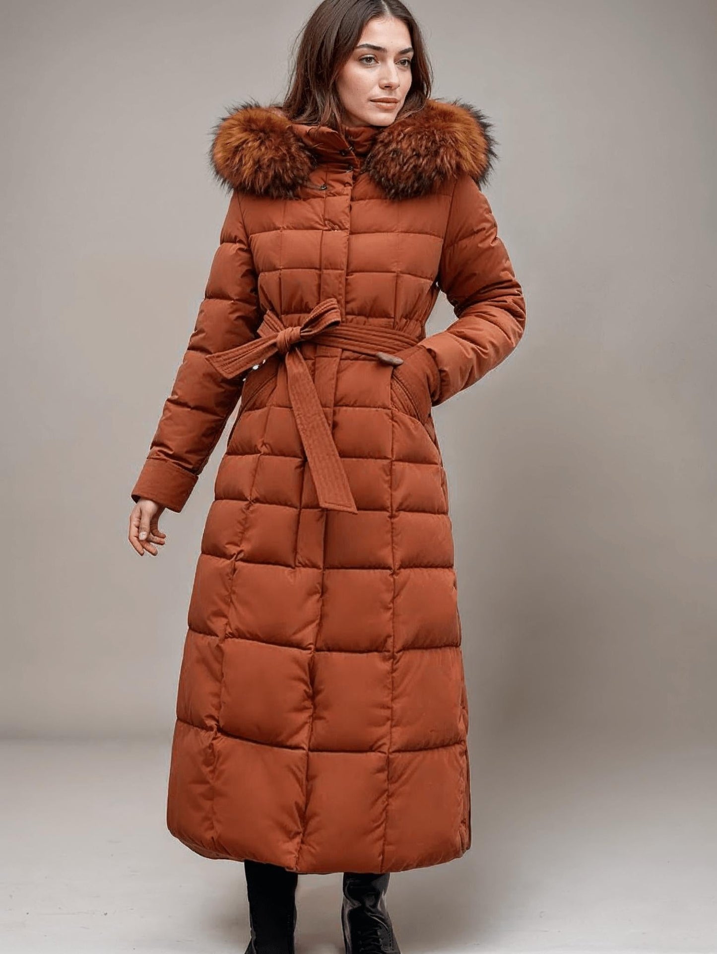 Isla | Long Belted Puffer Coat
