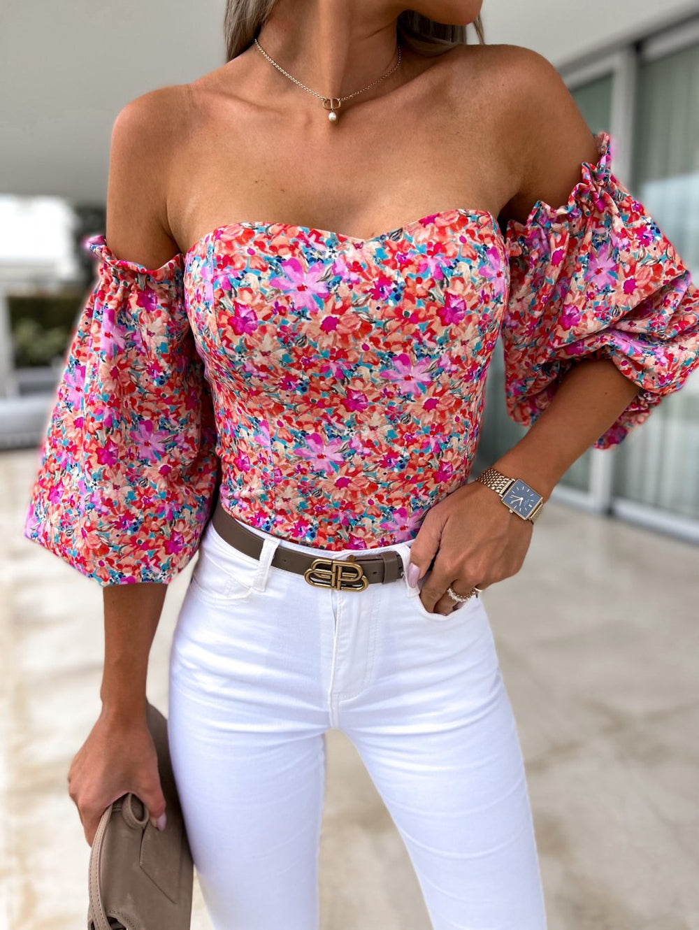 Becky | Off Shoulder Top with Puff Sleeves