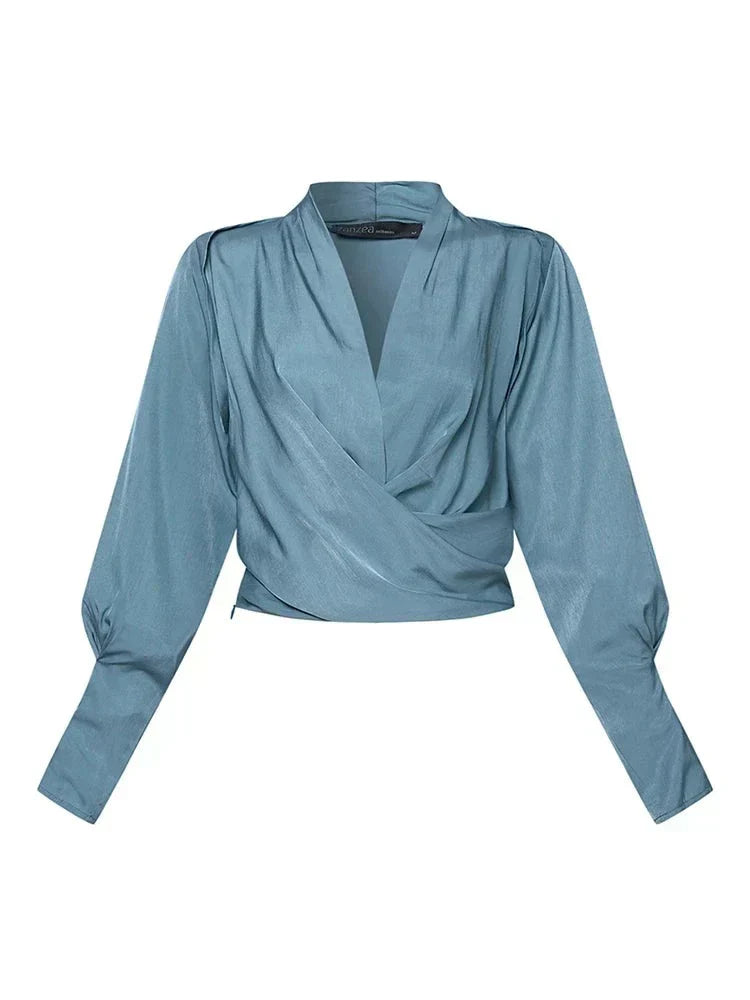 Amy | Elegant Satin Blouse with Puff Sleeves