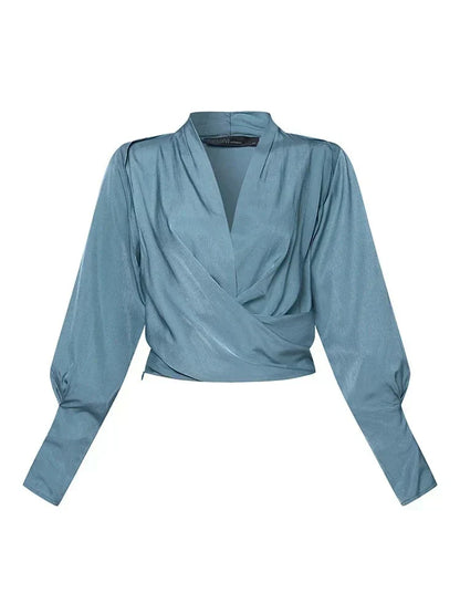 Amy | Elegant Satin Blouse with Puff Sleeves