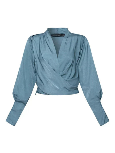 Amy | Elegant Satin Blouse with Puff Sleeves
