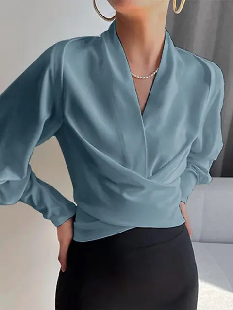 Amy | Elegant Satin Blouse with Puff Sleeves