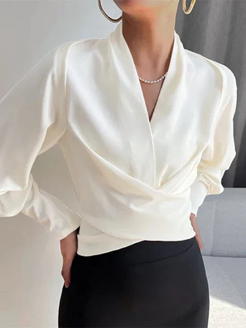 Amy | Elegant Satin Blouse with Puff Sleeves