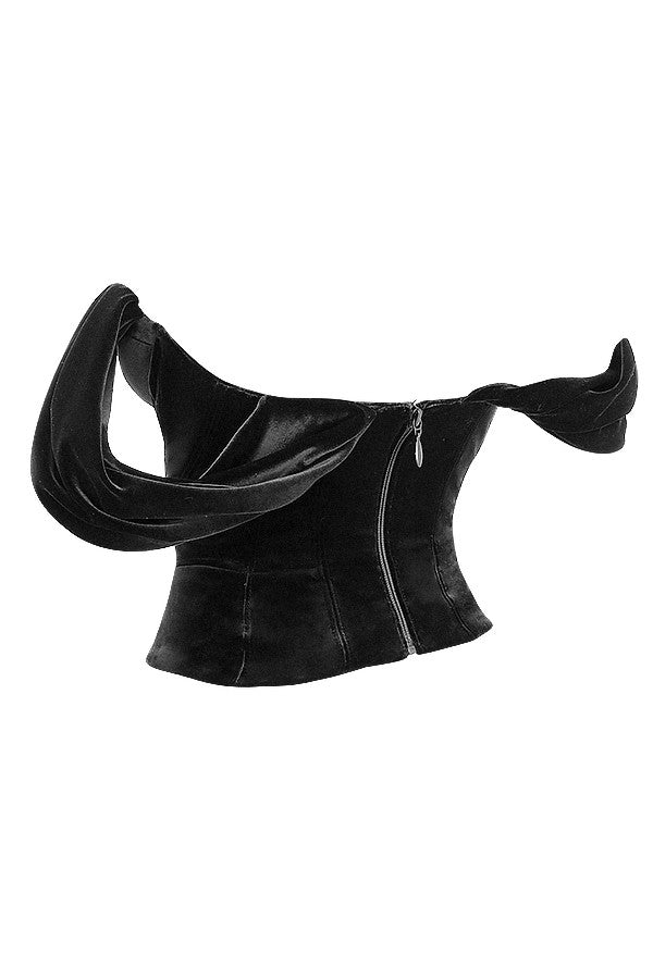 Yzze | Black Velvet Draped Corset