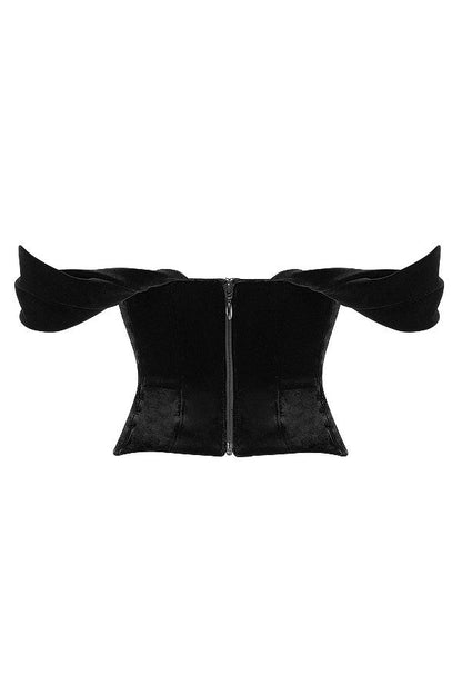 Yzze | Black Velvet Draped Corset